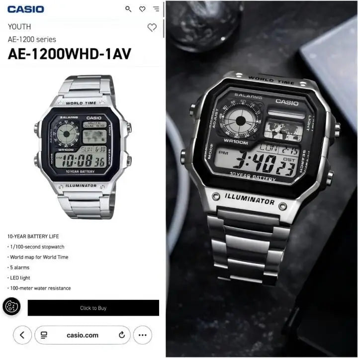SMW CASI0.. World Time AE-1200WHD-1AV