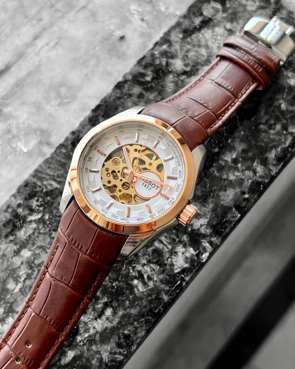 SMW Tissot Skeleton Automatic White Dial